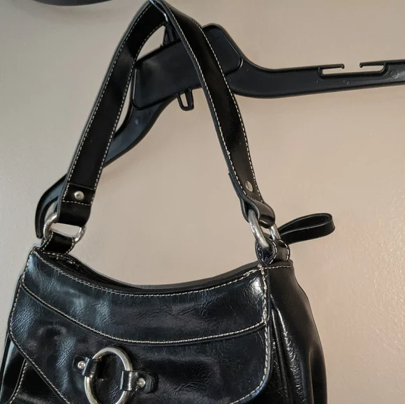 Nine&Co Black Shoulder Bag Black Leather - Picture 3 of 11